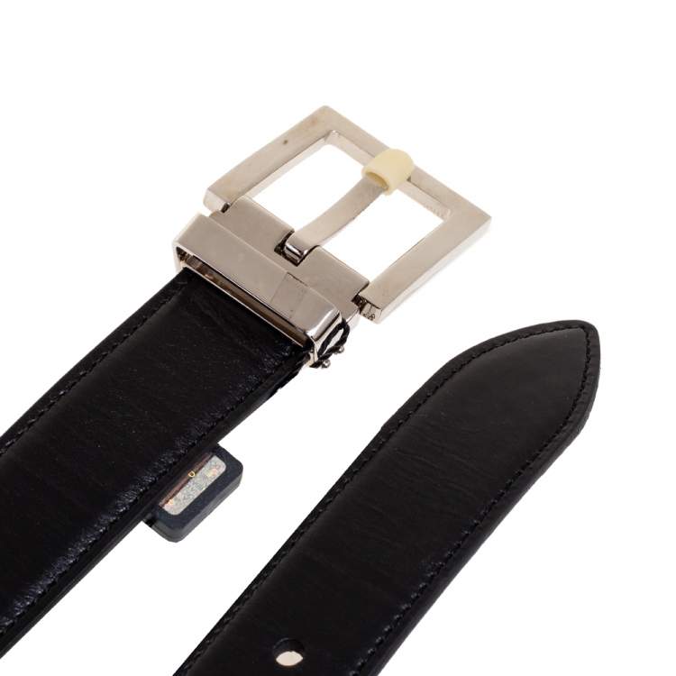 Pre Owned Dolce & Gabbana Black Glossy Leather Belt 90CM