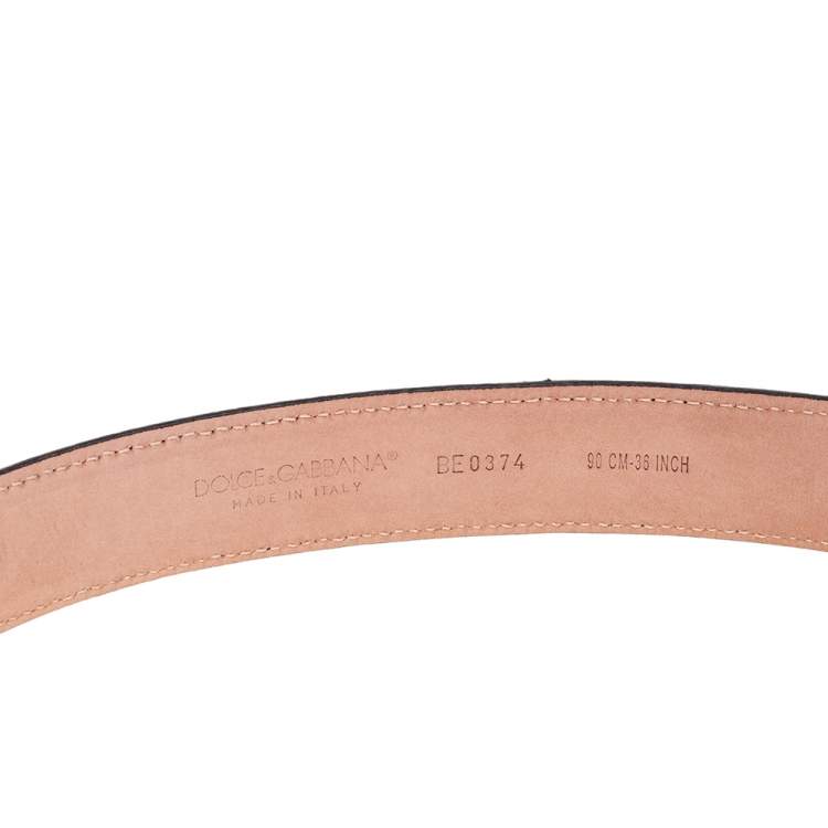 Pre Owned Dolce & Gabbana Black Glossy Leather Belt 90CM