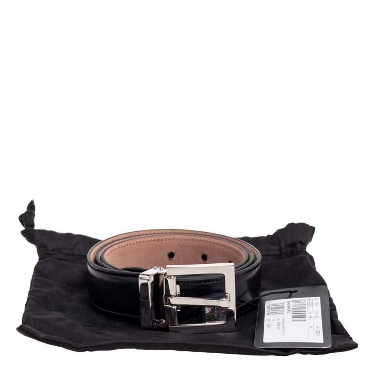 Pre Owned Dolce & Gabbana Black Glossy Leather Belt 90CM