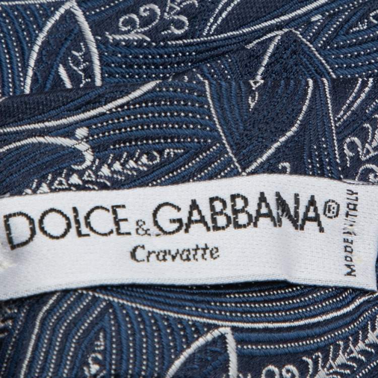 Pre Owned Dolce & Gabbana Navy Blue Paisley Jacquard Silk Tie