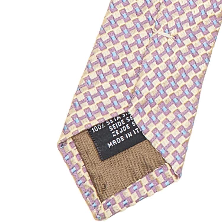 Pre Owned Dolce & Gabbana Two Tone Patterned Silk Jacquard Tie