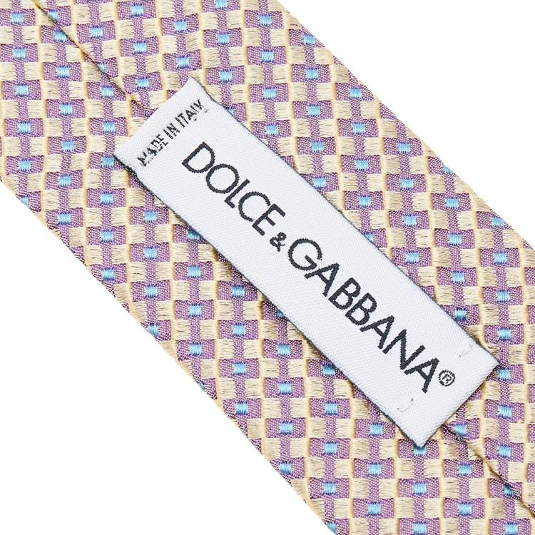 Pre Owned Dolce & Gabbana Two Tone Patterned Silk Jacquard Tie