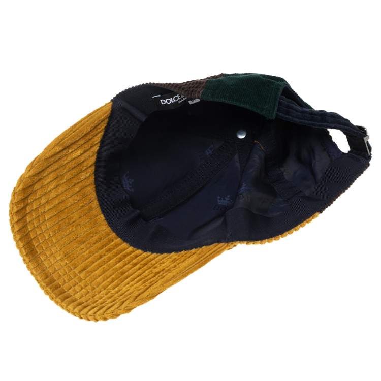 Pre Owned Dolce & Gabbana Multicolor Logo Embroidered Corduroy Baseball Cap