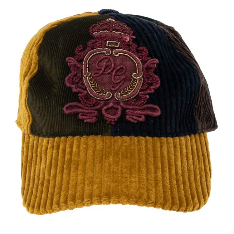 Pre Owned Dolce & Gabbana Multicolor Logo Embroidered Corduroy Baseball Cap