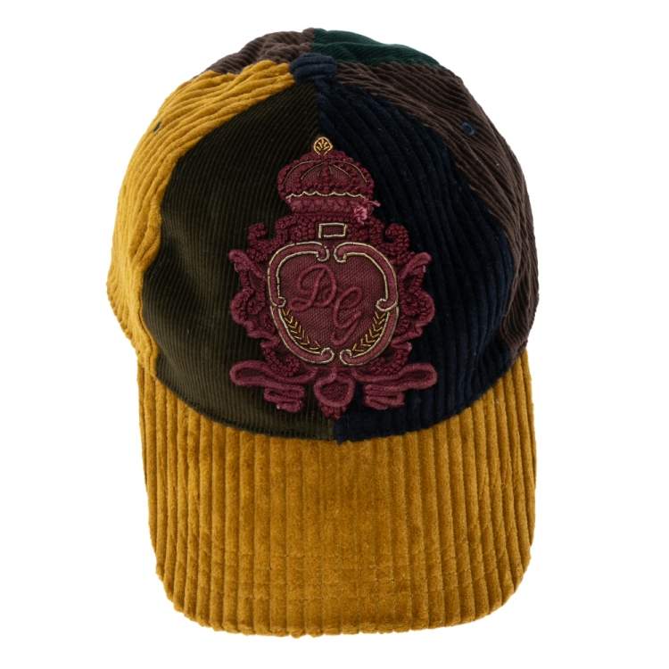 Pre Owned Dolce & Gabbana Multicolor Logo Embroidered Corduroy Baseball Cap