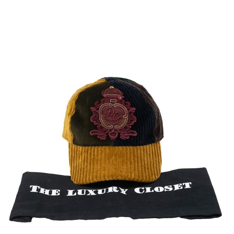 Pre Owned Dolce & Gabbana Multicolor Logo Embroidered Corduroy Baseball Cap
