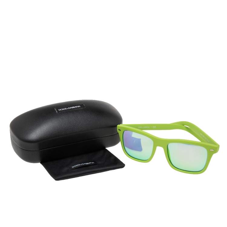 Pre Owned Dolce & Gabbana Green/Mirrored DG 6095 Wayfarer Sunglasses