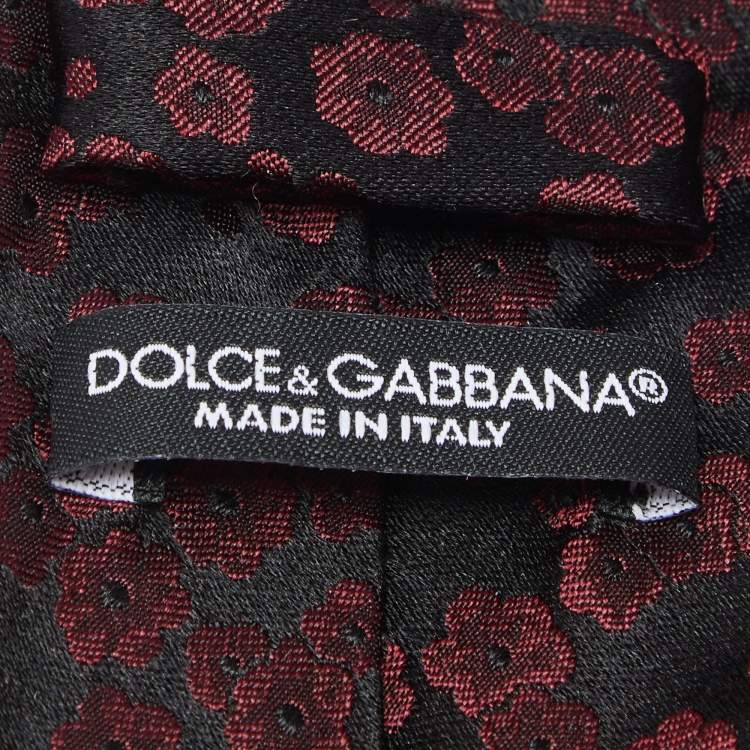 Pre Owned Dolce & Gabbana Bicolor Floral Jacquard Silk Tie