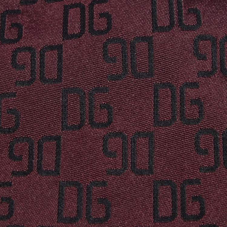 Pre Owned Dolce & Gabbana Burgundy Logo Jacquard Silk Tie