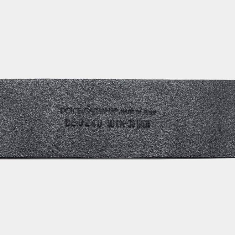 Pre Owned Dolce & Gabbana Black Leather Logo Buckle Belt 90 CM