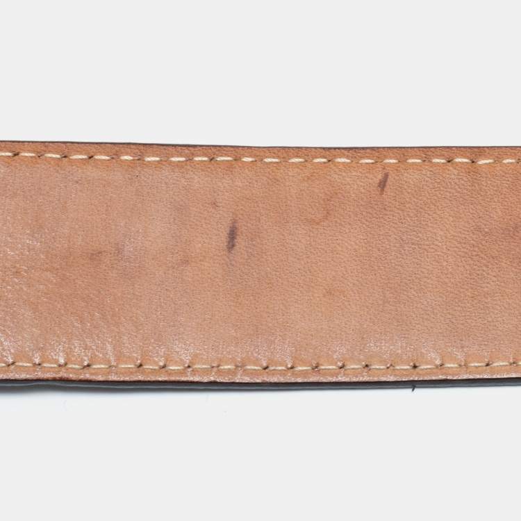 Pre Owned Dolce & Gabbana Black Eel Leather DG Logo Buckle Belt 110 CM