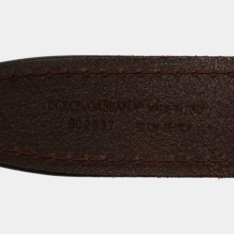Pre Owned Dolce & Gabbana Brown Leather Buckle Belt 90 CM