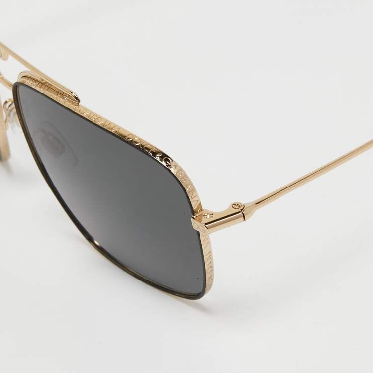 Pre Owned Dolce & Gabbana Black DG2264 Aviator Sunglasses