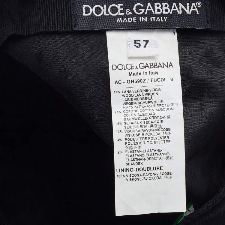 Pre Owned Dolce & Gabbana Black Wool & Cotton Logo Embroidered Baseball Cap (57)