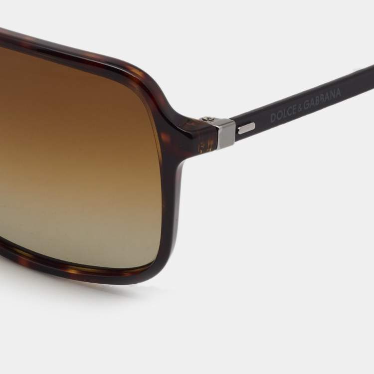 Pre Owned Dolce & Gabbana Brown Tortoise DG4241 Square Sunglasses
