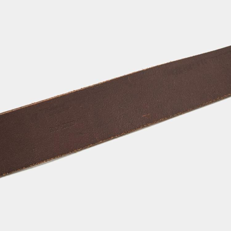 Pre Owned Dolce & Gabbana Brown Leather DG Logo Buckle Belt 90 CM