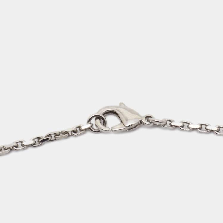 Pre Owned Dolce & Gabbana Silver Tone Logo Tag Chain Necklace