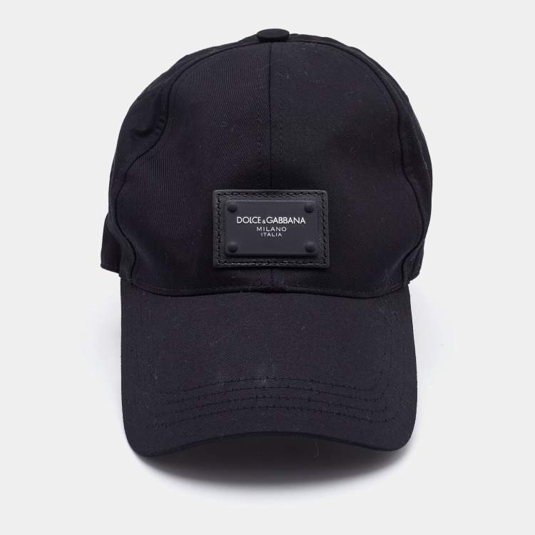 Pre Owned Dolce & Gabbana Black Cotton Logo Plaque Baseball Cap 57