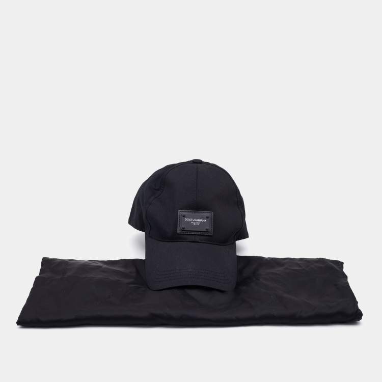 Pre Owned Dolce & Gabbana Black Cotton Logo Plaque Baseball Cap 57