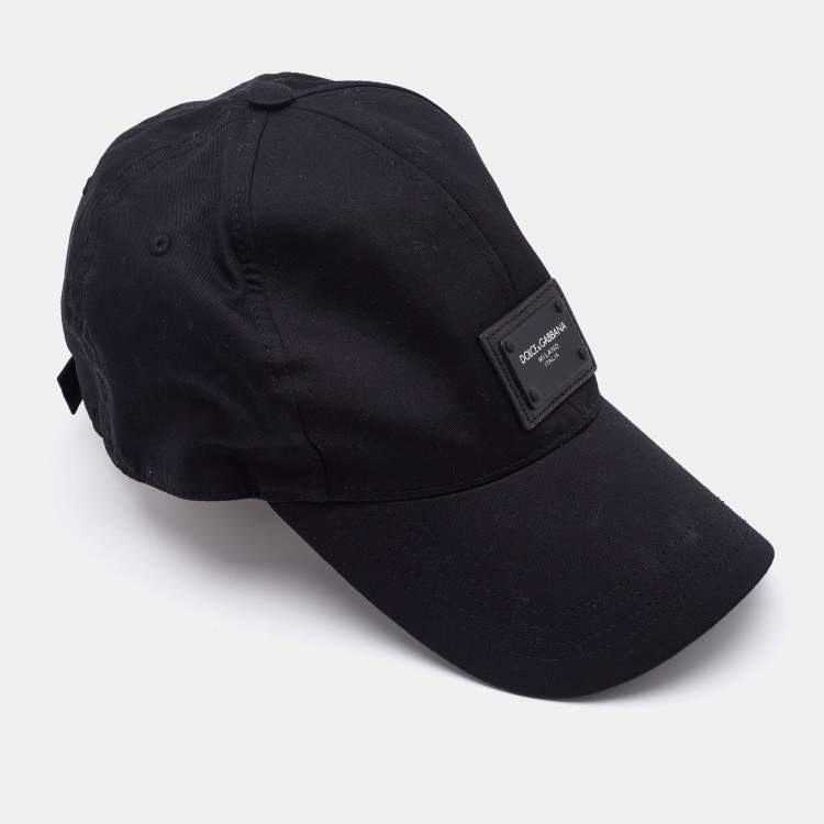 Pre Owned Dolce & Gabbana Black Cotton Logo Plaque Baseball Cap 57
