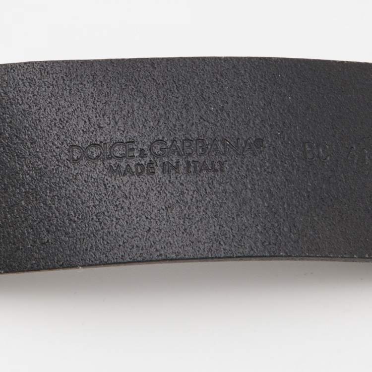 Pre Owned Dolce & Gabbana Black Leather D&G Logo Belt 90CM