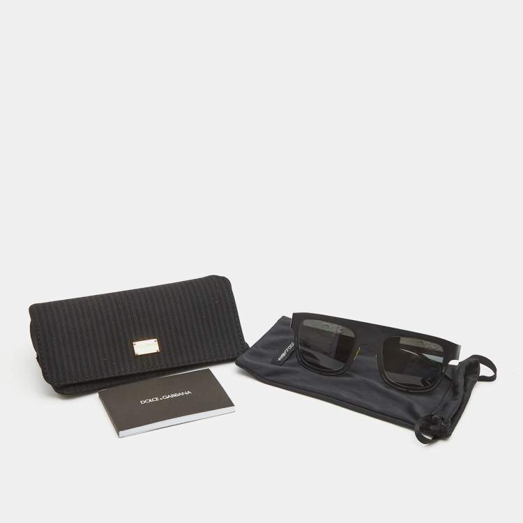 Pre Owned Dolce & Gabbana Black/White Logo Square Sunglasses