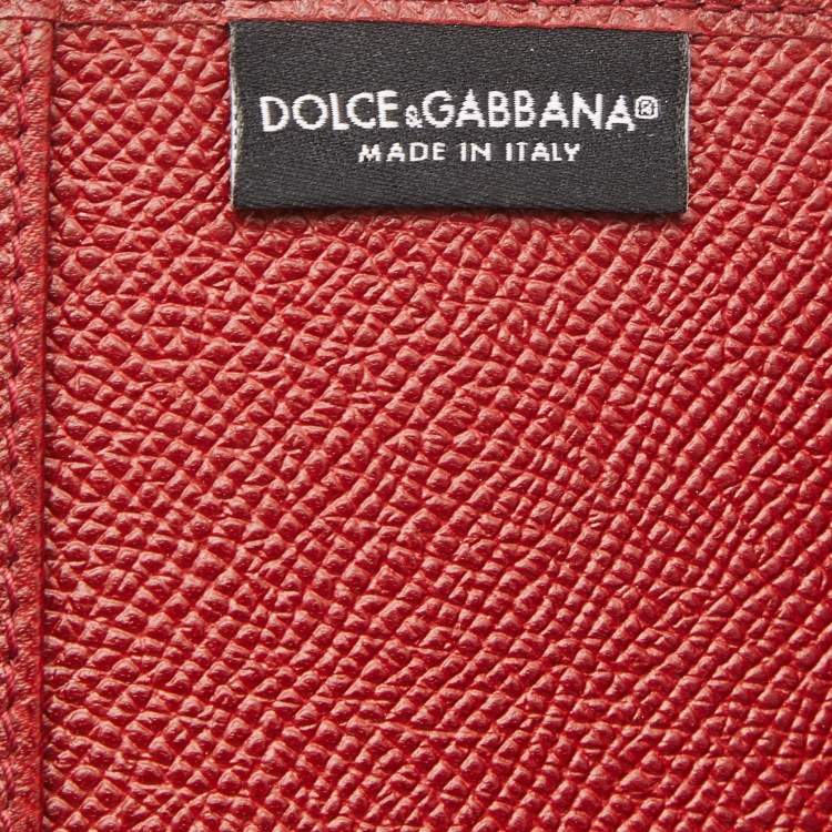 Pre Owned Dolce & Gabbana Red Leather Passport Holder 
