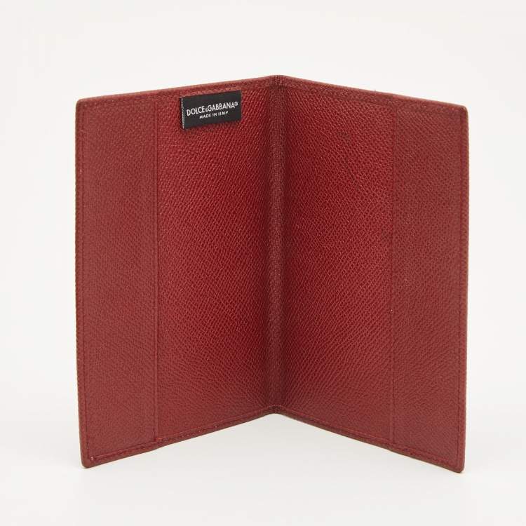 Pre Owned Dolce & Gabbana Red Leather Passport Holder 