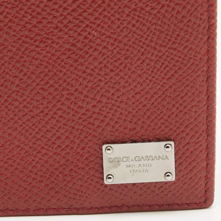 Pre Owned Dolce & Gabbana Red Leather Passport Holder 