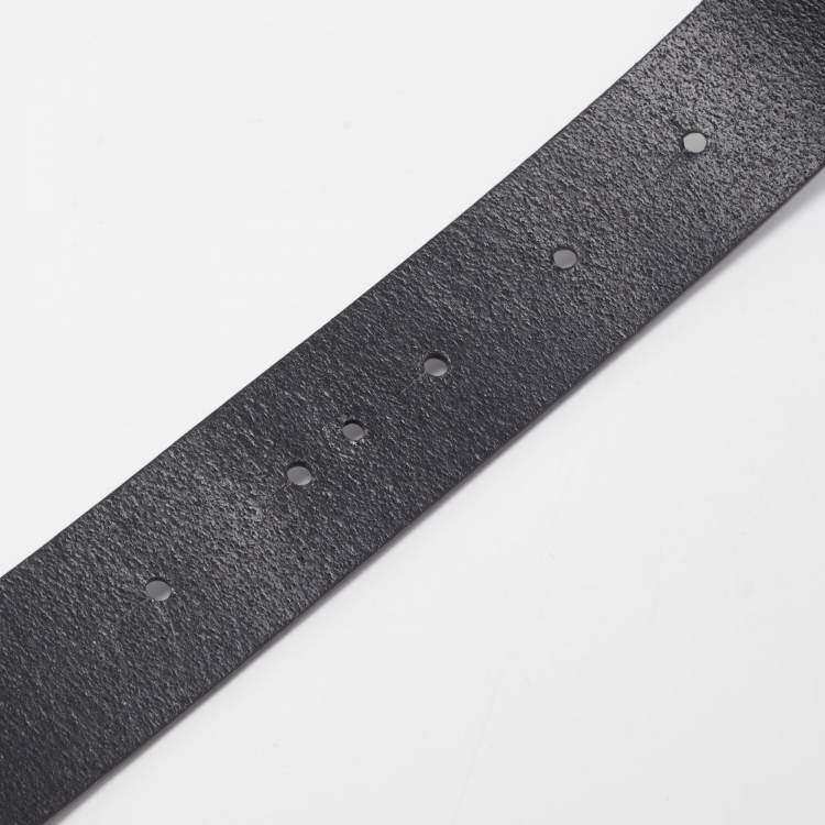 Pre Owned Dolce & Gabbana Black Leather Crown Buckle Belt 95CM