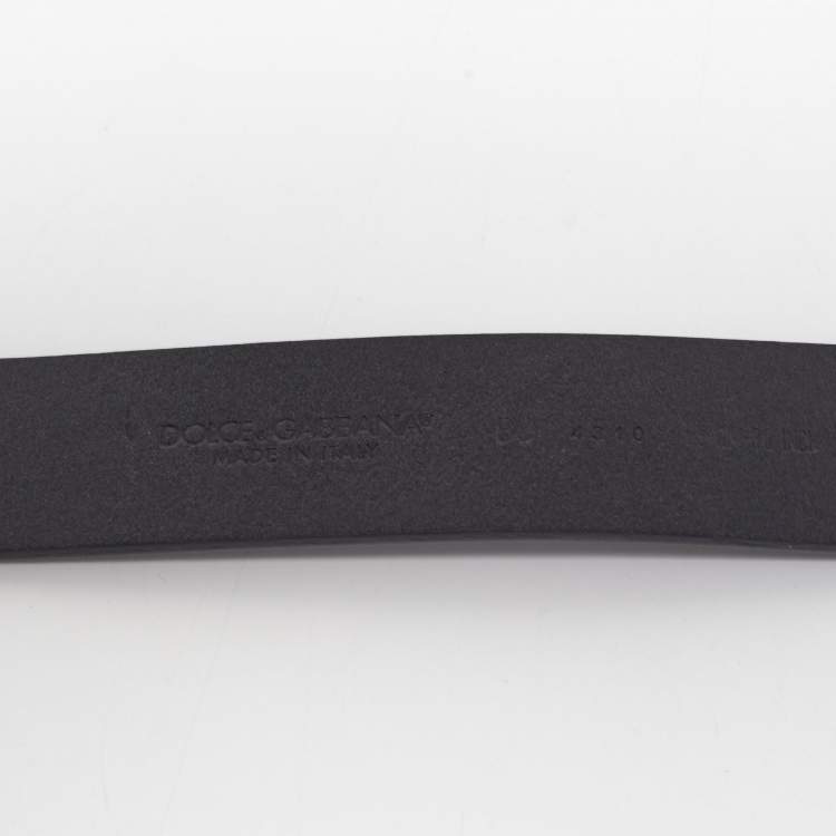 Pre Owned Dolce & Gabbana Black Leather Crown Buckle Belt 95CM