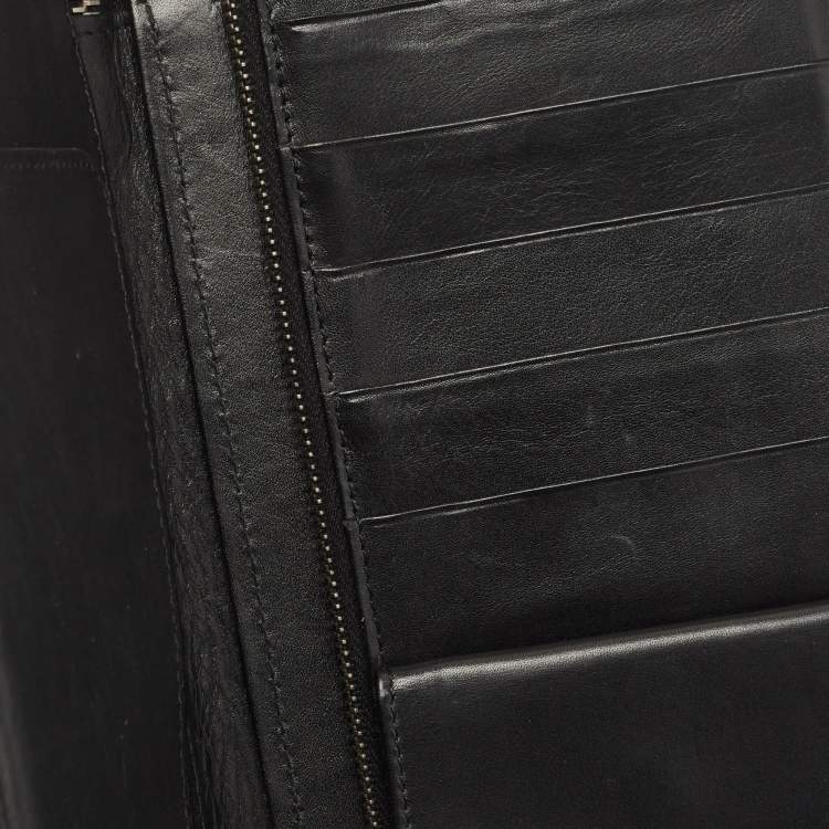 Pre Owned Dolce & Gabbana Black Watersnake Leather Zip Around Organizer