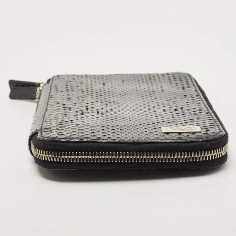 Pre Owned Dolce & Gabbana Black Watersnake Leather Zip Around Organizer