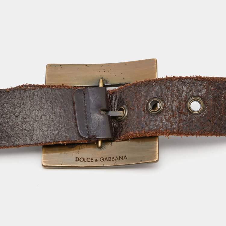 Pre Owned Dolce & Gabbana Brown Leather Belt 90CM
