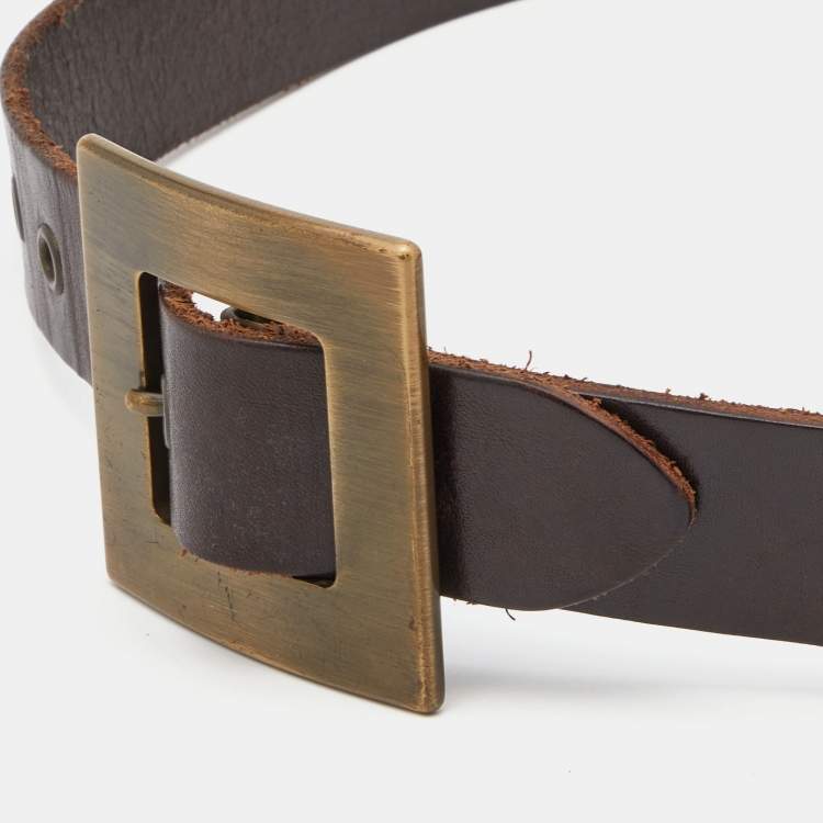 Pre Owned Dolce & Gabbana Brown Leather Belt 90CM