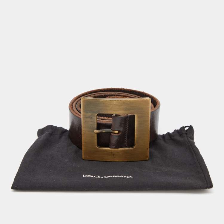 Pre Owned Dolce & Gabbana Brown Leather Belt 90CM