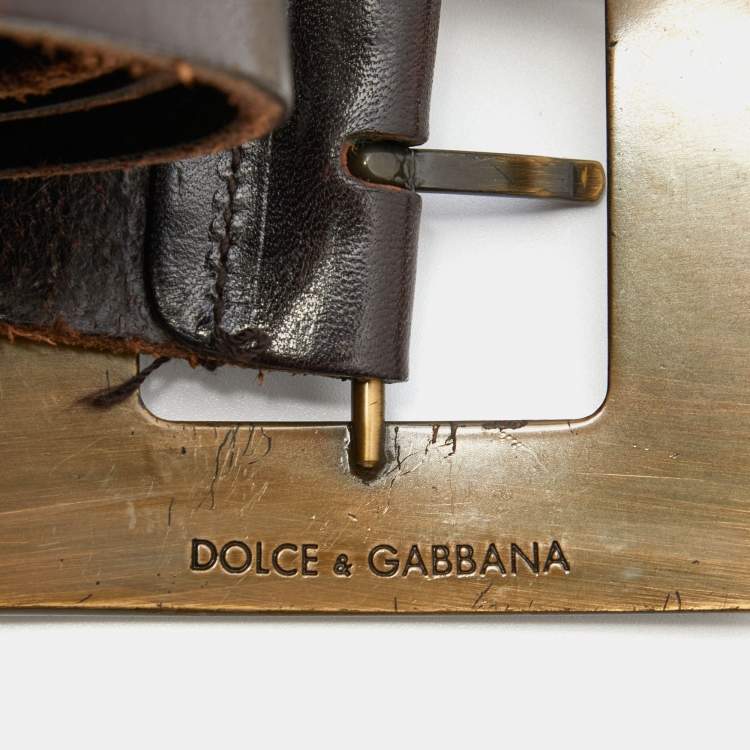Pre Owned Dolce & Gabbana Brown Leather Belt 90CM