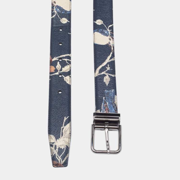 Pre Owned Dolce & Gabbana Mulitcolor Floral Printed Leather Buckle Belt 100CM
