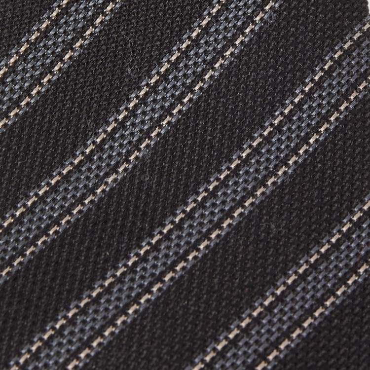 Pre Owned Dolce & Gabbana Black Diagonal Striped Silk Tie