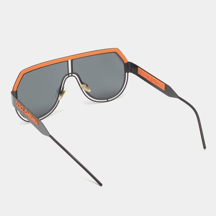 Pre Owned Dolce & Gabbana Black/Orange DG 2231 Shield Sunglasses