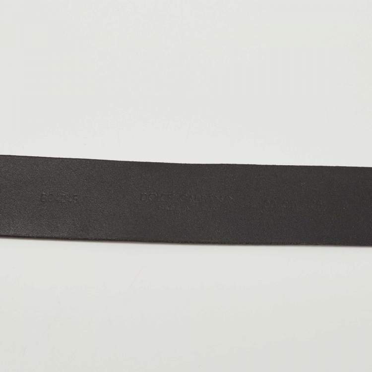 Pre Owned Dolce & Gabbana Brown/Black Leather D&G Logo Belt 90CM