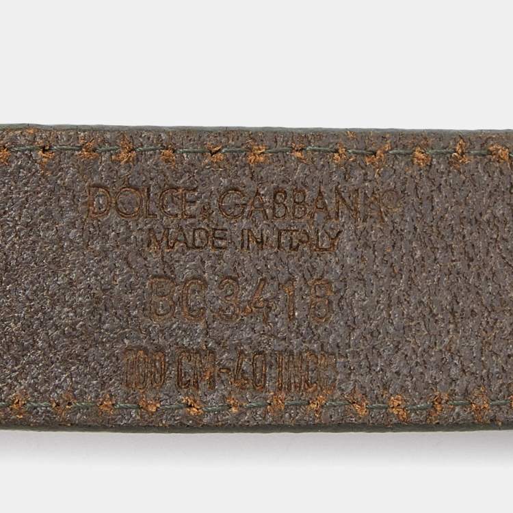 Pre Owned Dolce & Gabbana Beige/Brown Canvas and Leather Belt 90CM