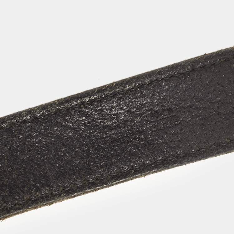 Pre Owned Dolce & Gabbana Black Leather DG Logo Belt 90CM