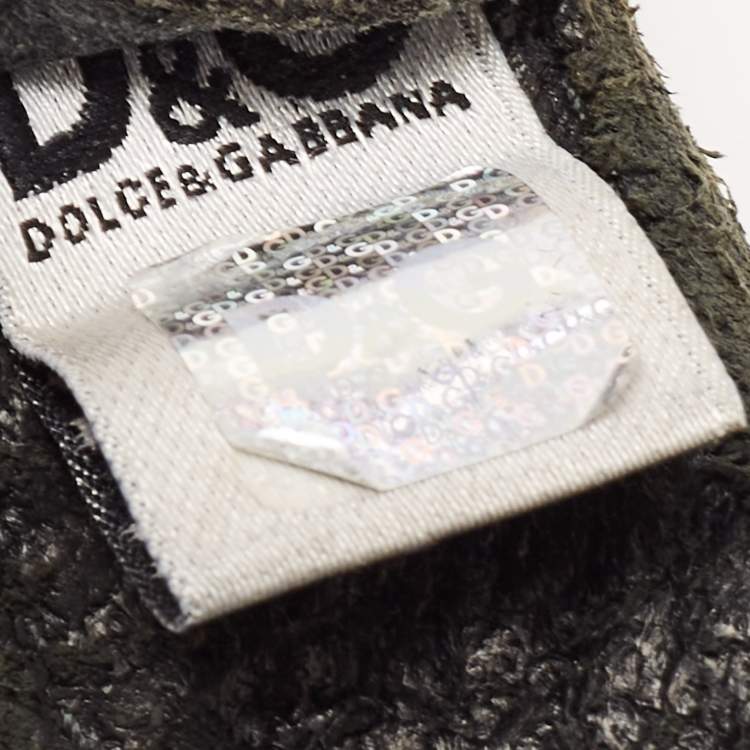 Pre Owned Dolce & Gabbana Black Leather DG Logo Belt 90CM