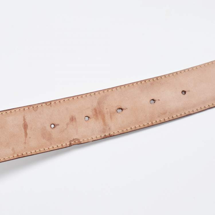 Pre Owned Dolce & Gabbana Brown Leather DG Logo Buckle Belt 100 CM
