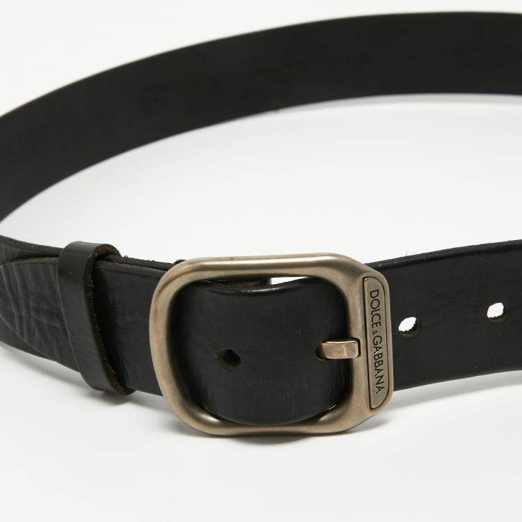 Pre Owned Dolce & Gabbana Black Leather Belt 100CM