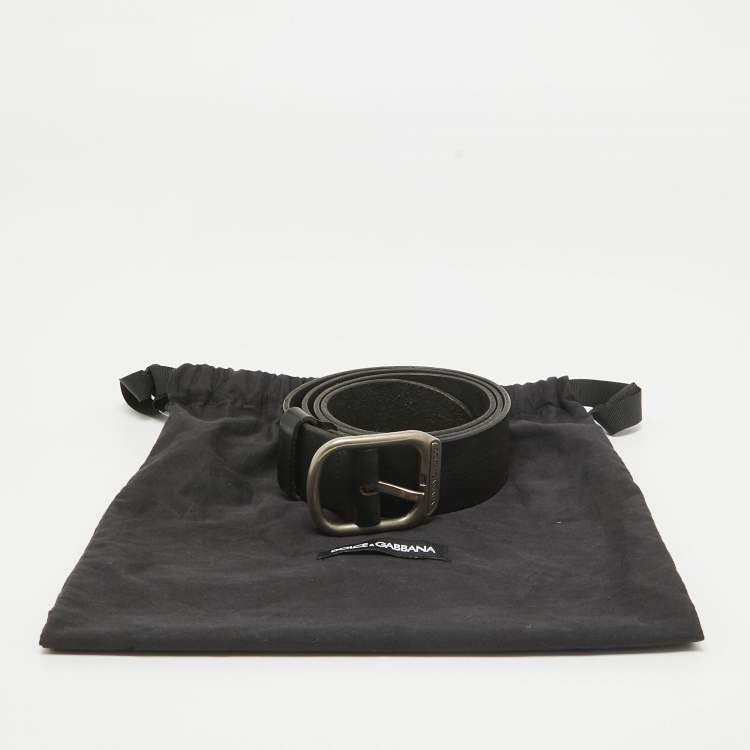 Pre Owned Dolce & Gabbana Black Leather Belt 100CM