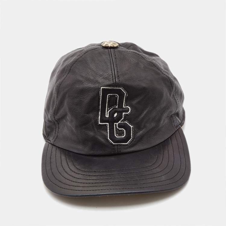Pre Owned Dolce & Gabbana Black Leather and Python Baseball Cap Size 58