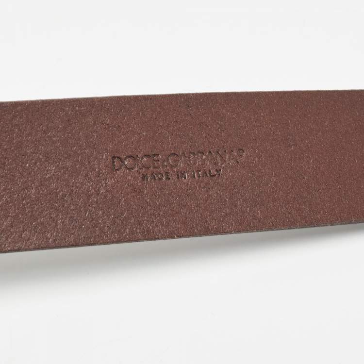 Pre Owned Dolce & Gabbana Dark Brown Leather Buckle Belt 80CM