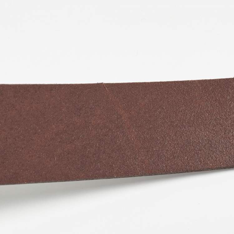 Pre Owned Dolce & Gabbana Dark Brown Leather Buckle Belt 80CM